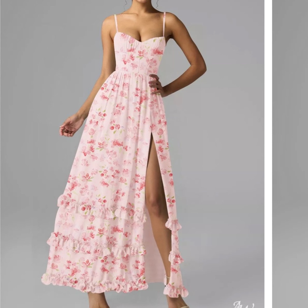 Elegant Floral Pink Dress